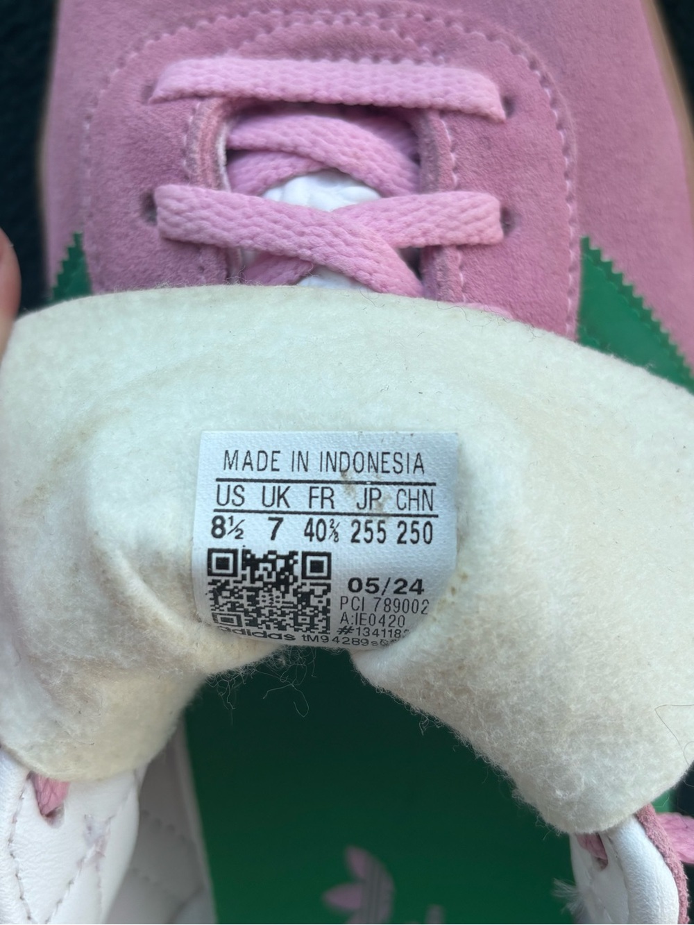 Adidas Gazelle Pink/Green Suede Platform Sneakers - Picture 7 of 7